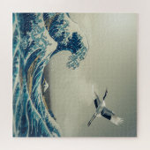 Waves and Crane – A Dreamlike Ukiyo-e Vision ジグソーパズル (横)