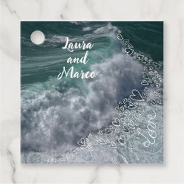 Waves and sea with Doodle hearts フェイバータグ