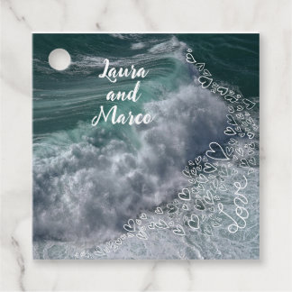 Waves and sea with Doodle hearts フェイバータグ