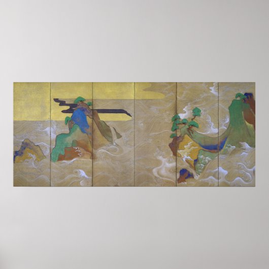 Waves at Matsushima (Left), Tawaraya Sotatsu ポスター (正面)