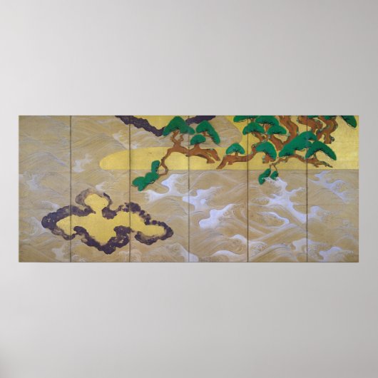 Waves at Matsushima (Right), Tawaraya Sotatsu ポスター (正面)