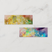 WAVES / Bright Yellow Blue Swirls in金ゴールドきらめき スキニー名刺 (正面/裏面)
