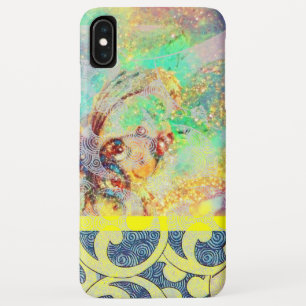 WAVES / Bright Yellow Blue Swirls in金ゴールドきらめき iPhone XS Maxケース