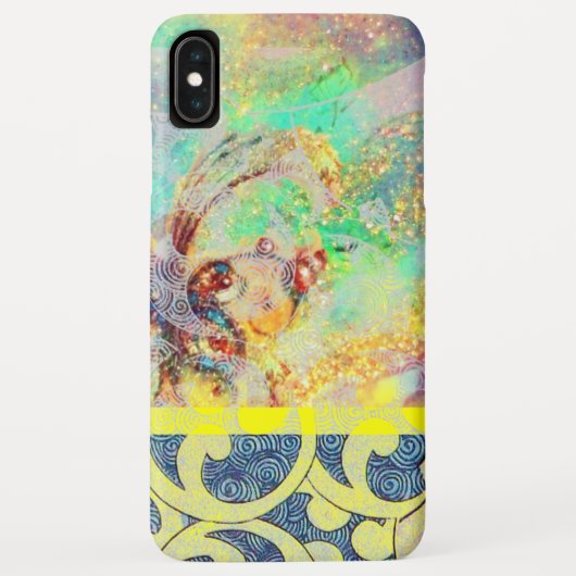 WAVES / Bright Yellow Blue Swirls in金ゴールドきらめき Case-Mate iPhoneケース (裏面)