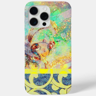 WAVES / Bright Yellow Blue Swirls in金ゴールドきらめき iPhone 15 Pro Maxケース