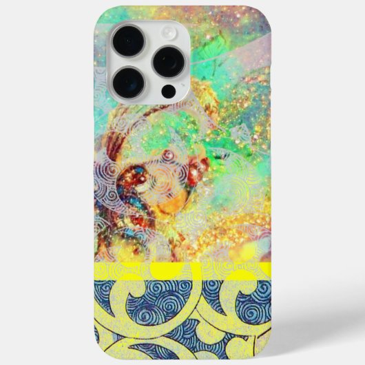 WAVES / Bright Yellow Blue Swirls in金ゴールドきらめき Case-Mate iPhoneケース (裏面)