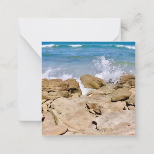 Waves crashing on rocky shore mini notecard set ノートカード (正面)