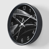 Waves in Chrome抽象芸術白黒の写真 壁時計 (傾斜)