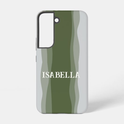 Waves in green on green and gray samsung galaxyケース (裏面)