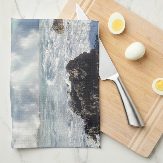 Waves In Maui, Hawaii Landscape キッチンタオル (四つ折り)