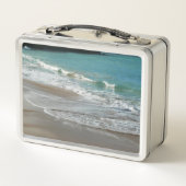 Waves Lapping on the Beach Turquoise Blue Ocean メタルランチボックス (裏面)