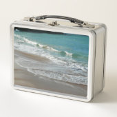Waves Lapping on the Beach Turquoise Blue Ocean メタルランチボックス (正面)