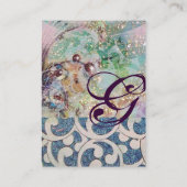 WAVES MONOGRAM写真テンプレート、鮮やかピンク色の青 名刺 (裏面)