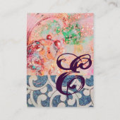 WAVES MONOGRAM写真テンプレート, 鮮やか,ピンクブルー 名刺 (裏面)