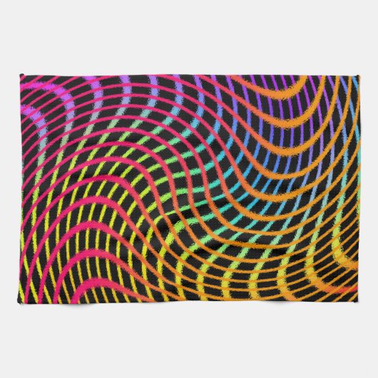 Waves of Sunset Abstract Artsy Towel キッチンタオル (横)