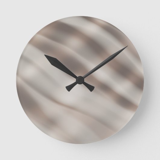 Waves of Taupe - Neutral Decor - Fluid Art  ラウンド壁時計 (正面)