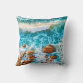 Waves on a rocky beach at sunset. Aerial viewbeach クッション (裏面)