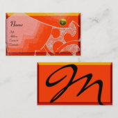 WAVES TOPAZ MONOGRAM，白い黄色のオレンジ 名刺 (正面/裏面)