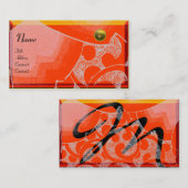WAVES TOPAZ MONOGRAM，白い黄色のオレンジ 名刺 (正面/裏面)