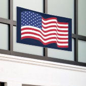 Waving American Flag Banner 横断幕 (ビルの外側)