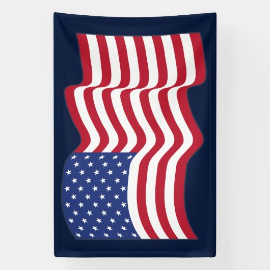 Waving American Flag Banner 横断幕 (縦)