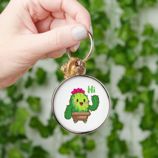 Waving Cactus Keychain – Happy Green Buddy キーホルダー (手)