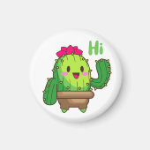 Waving Cactus Magnet – Friendly Plant Face マグネット (正面)
