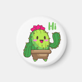 Waving Cactus Magnet – Friendly Plant Face マグネット
