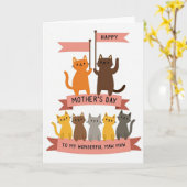 Waving Cat Mothers Day Card カード (黄色い花)