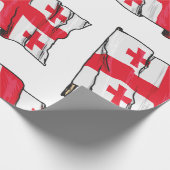 Waving Georgia Flag Red and White Five Crosses ラッピングペーパー (角)