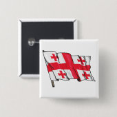 Waving Georgia Flag Red and White Five Crosses 缶バッジ (正面&裏面)