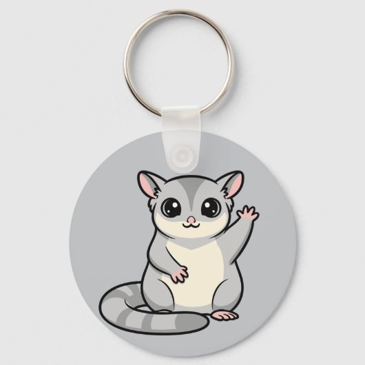 Waving Sugar Glider Cartoon Art キーホルダー (裏面)
