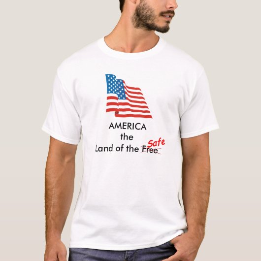 waving_us_flag_large、金庫、x、tのAMERICALand… Tシャツ (正面)