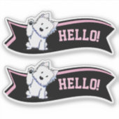 Waving Westie Custom-Cut Vinyl Sticker シール (正面)