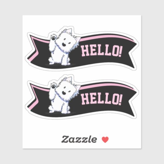 Waving Westie Custom-Cut Vinyl Sticker シール (シート)