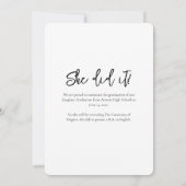 Wavy 縁ど Bow Black Photo Graduate発表 招待状 (裏面)