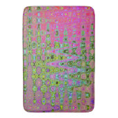 Wavy Abstract Green and Red Retro Mosaic Zigzags バスマット (正面縦)