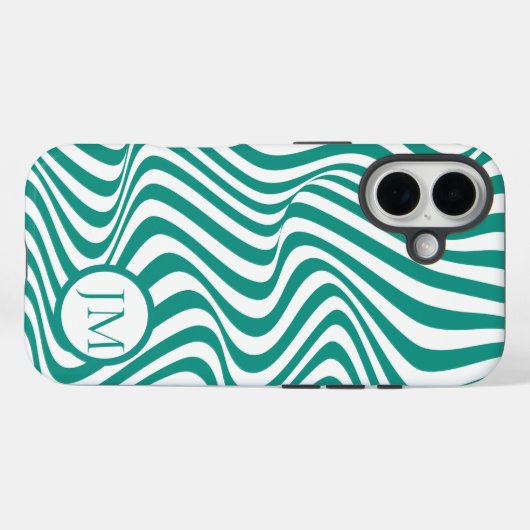 Wavy Abstract Teal with Initial  Case-Mate iPhoneケース (裏面 (横))