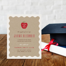 Wavy Apple Preschool Graduation Party Invitation 招待状