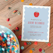 Wavy Apple Preschool Graduation Party Invitation 招待状