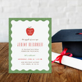 Wavy Apple Preschool Graduation Party Invitation 招待状