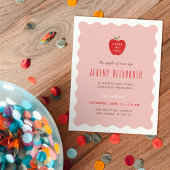Wavy Apple Preschool Graduation Party Invitation 招待状
