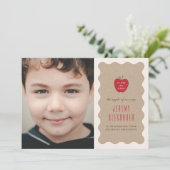 Wavy Apple Preschool Photo Graduation Announcement セーブザデート (スタンド正面)
