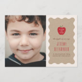 Wavy Apple Preschool Photo Graduation Announcement セーブザデート (正面)