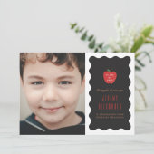 Wavy Apple Preschool Photo Graduation Announcement セーブザデート (スタンド正面)