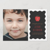 Wavy Apple Preschool Photo Graduation Announcement セーブザデート (正面)