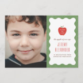 Wavy Apple Preschool Photo Graduation Announcement セーブザデート (正面)