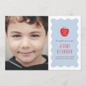 Wavy Apple Preschool Photo Graduation Announcement セーブザデート (正面)