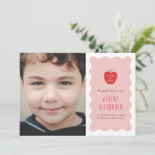 Wavy Apple Preschool Photo Graduation Announcement セーブザデート (スタンド正面)
