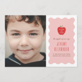 Wavy Apple Preschool Photo Graduation Announcement セーブザデート (正面)